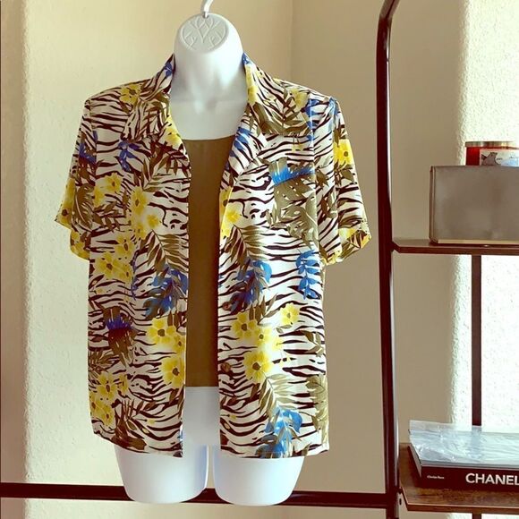 𝅺❤️ Vintage Women’s 2-in-1 Tropical Button down Size S ❤️ - Picture 1 of 7